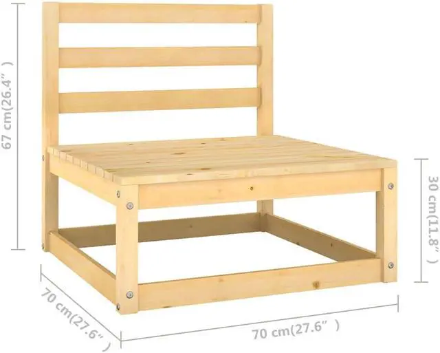 Alt view image 7 of 7 - vidaXL Patio Lounge Set Outdoor Sectional Sofa Set 7 Piece Solid Wood Pine