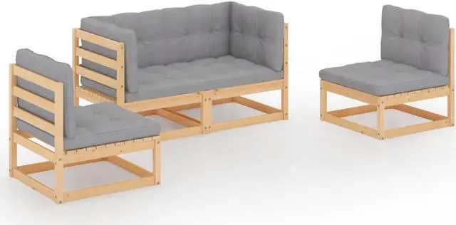 Main image of vidaXL Patio Furniture Set 4 Piece Sofa Set with Cushions Solid Wood Pine