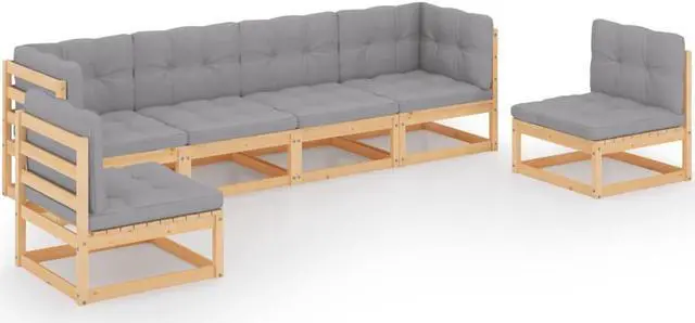 Main image of vidaXL Patio Furniture Set 6 Piece Sofa Set with Cushions Solid Wood Pine