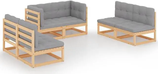 Main image of vidaXL Patio Lounge Set Outdoor Sectional Sofa Set 6 Piece Solid Wood Pine