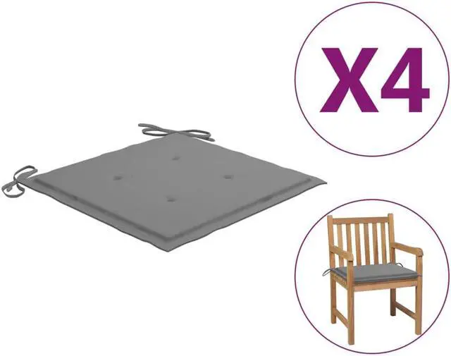 Alt view image 9 of 16 - vidaXL Chair Cushion 4 Pcs Outdoor Patio Seat Cushion Pad Gray Oxford Fabric