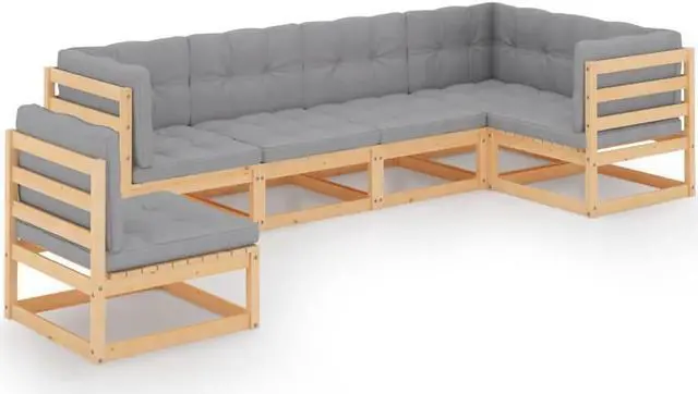 Main image of vidaXL Patio Lounge Set Outdoor Sectional Sofa Set 6 Piece Solid Wood Pine