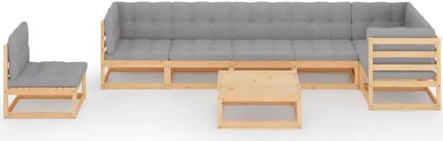 Alt view image 2 of 7 - vidaXL Patio Furniture Set 6 Piece Sofa Set with Cushions Solid Wood Pine