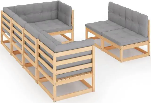Main image of vidaXL Patio Furniture Set 7 Piece Sofa Set with Cushions Solid Wood Pine