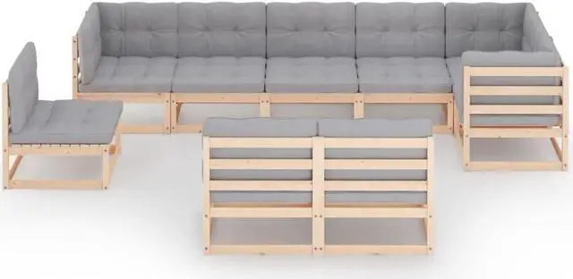Main image of vidaXL Patio Furniture Set 9 Piece Sofa Set with Cushions Solid Wood Pine
