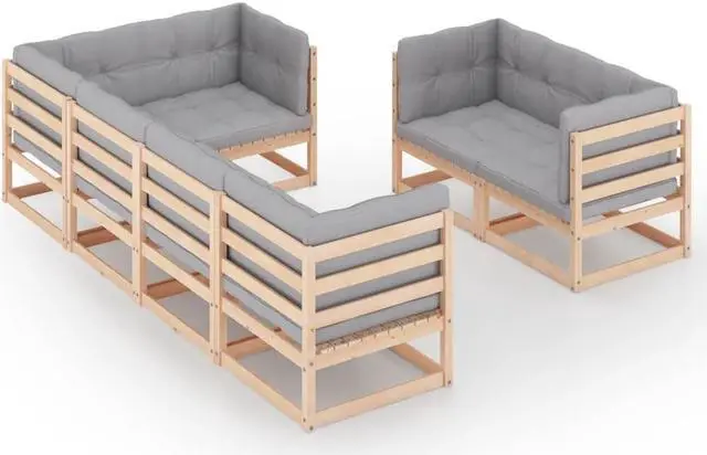 Main image of vidaXL Patio Lounge Set Outdoor Sectional Sofa Set 7 Piece Solid Wood Pine