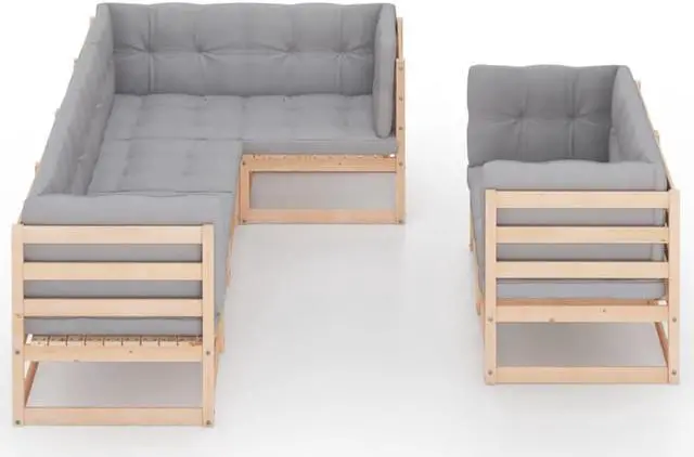 Alt view image 2 of 7 - vidaXL Patio Lounge Set Outdoor Sectional Sofa Set 7 Piece Solid Wood Pine