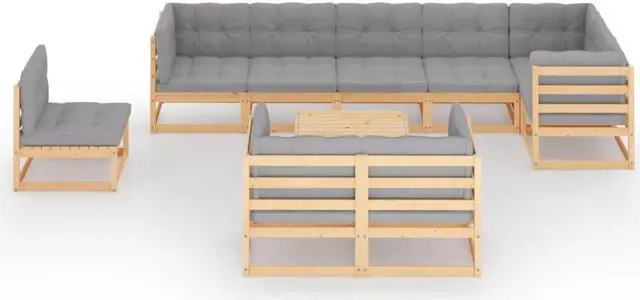 Alt view image 2 of 7 - vidaXL Patio Furniture Set 6 Piece Sofa Set with Cushions Solid Wood Pine