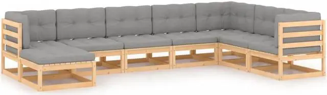 Main image of vidaXL Patio Lounge Set Outdoor Sectional Sofa Set 8 Piece Solid Wood Pine
