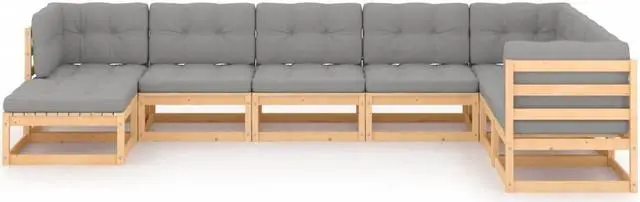 Alt view image 2 of 7 - vidaXL Patio Lounge Set Outdoor Sectional Sofa Set 8 Piece Solid Wood Pine