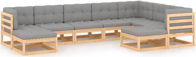 Main image of vidaXL Patio Furniture Set 9 Piece Sofa Set with Cushions Solid Wood Pine