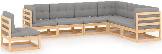 Main image of vidaXL Patio Furniture Set 7 Piece Sofa Set with Cushions Solid Wood Pine