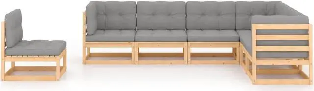 Alt view image 2 of 7 - vidaXL Patio Furniture Set 7 Piece Sofa Set with Cushions Solid Wood Pine