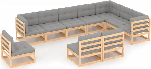 Main image of vidaXL Patio Furniture Set 9 Piece Sofa Set with Cushions Solid Wood Pine