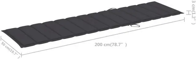 Alt view image 14 of 14 - vidaXL Sun Lounger Cushion Anthracite 78.7" Fabric Outdoor Lounge Seating Pad