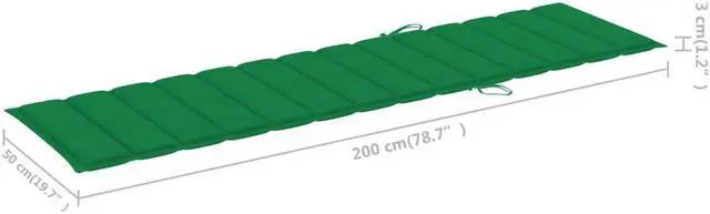 Alt view image 3 of 17 - vidaXL Sun Lounger Cushion Green 78.7" Fabric Outdoor Patio Lounge Seating Pad
