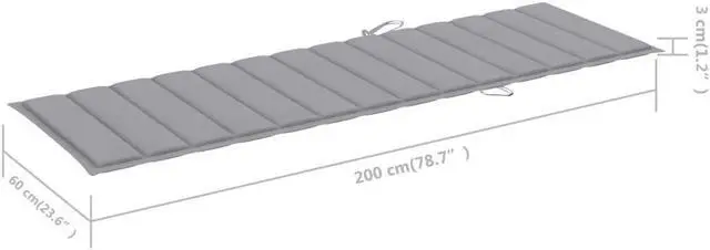 Alt view image 3 of 13 - vidaXL Sun Lounger Cushion Gray Fabric Outdoor Patio Lounge Seating Sunbed Pad