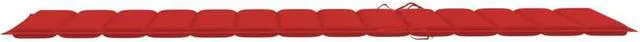 Alt view image 4 of 16 - vidaXL Sun Lounger Cushion Red 78.7"x23.6"x1.2" Fabric
