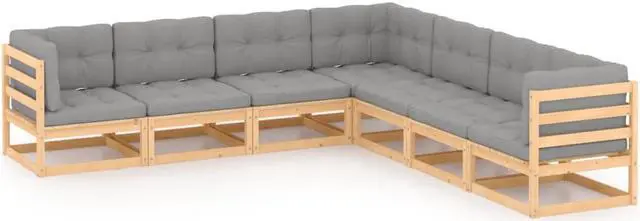 Main image of vidaXL Patio Furniture Set 7 Piece Sofa Set with Cushions Solid Wood Pine