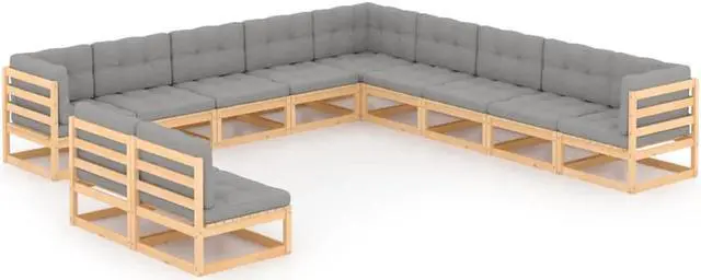Main image of vidaXL Patio Furniture Set 11 Piece Sofa Set with Cushions Solid Wood Pine