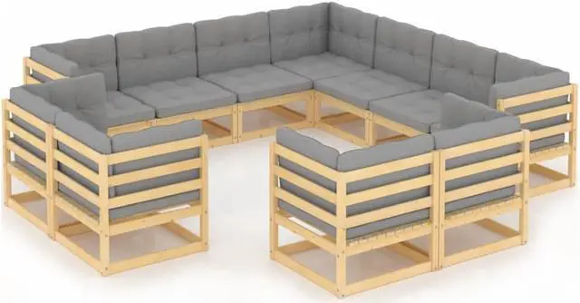 Main image of vidaXL Patio Furniture Set 11 Piece Sofa Set with Cushions Solid Wood Pine