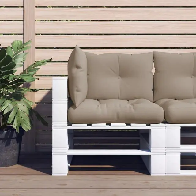 Alt view image 17 of 18 - vidaXL 3x Pallet Sofa Cushions Taupe Fabric Garden Outdoor Patio Lounge Seats