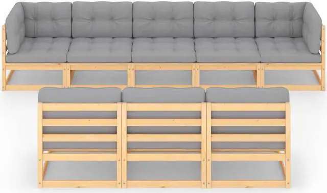 Alt view image 2 of 7 - vidaXL Patio Furniture Set 8 Piece Sofa Set with Cushions Solid Wood Pine