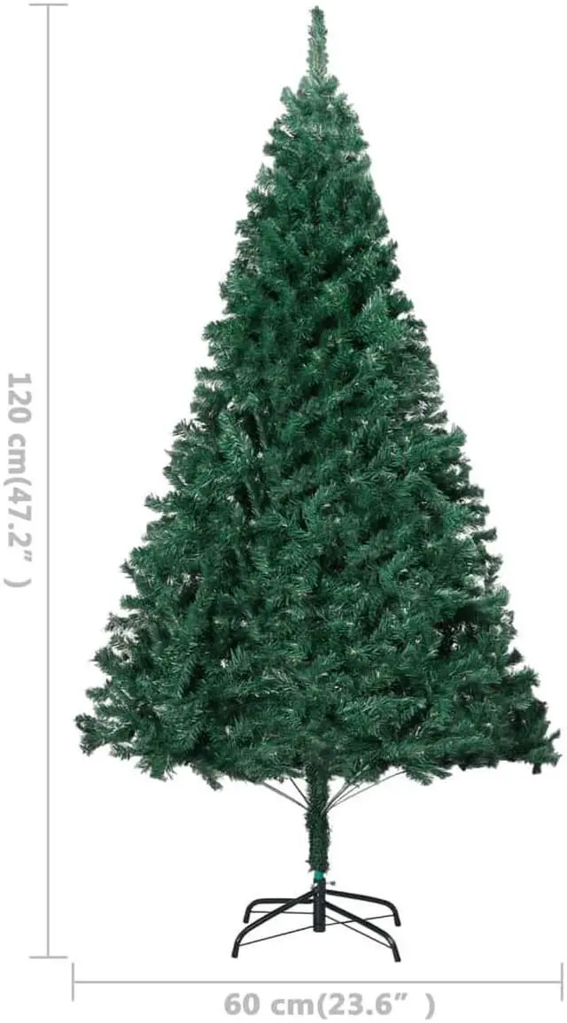 Alt view image 6 of 13 - vidaXL Christmas Tree Artificial Tree with Stand and Thick Branches Green PVC