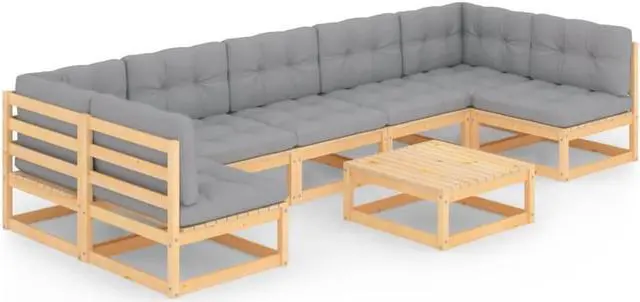 Main image of vidaXL Patio Furniture Set 11 Piece Sofa Set with Cushions Solid Wood Pine