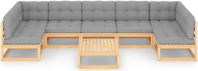 Alt view image 2 of 7 - vidaXL Patio Furniture Set 11 Piece Sofa Set with Cushions Solid Wood Pine
