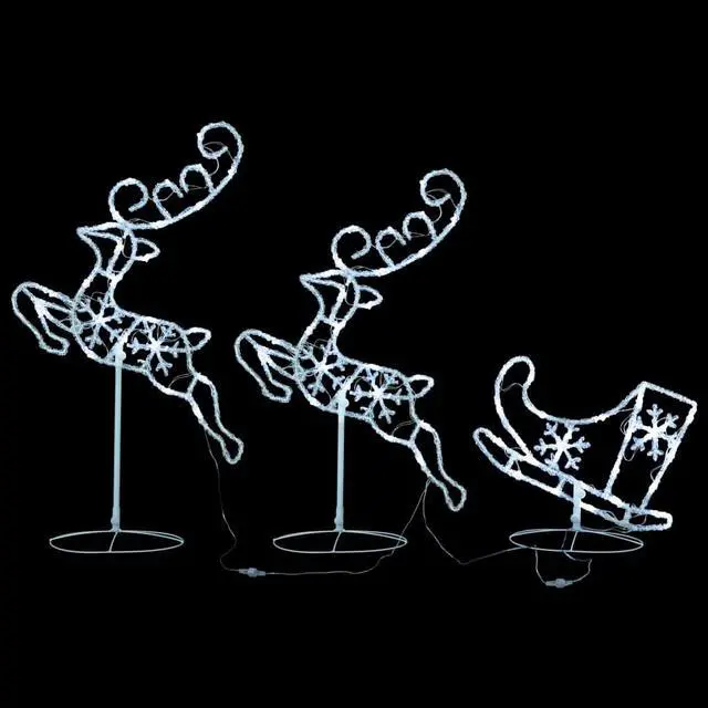 Alt view image 2 of 13 - vidaXL Christmas Reindeer and Sleigh Christmas Lighting Acrylic Cold White