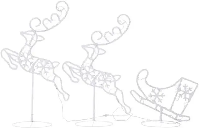 Alt view image 4 of 13 - vidaXL Christmas Reindeer and Sleigh Christmas Lighting Acrylic Cold White