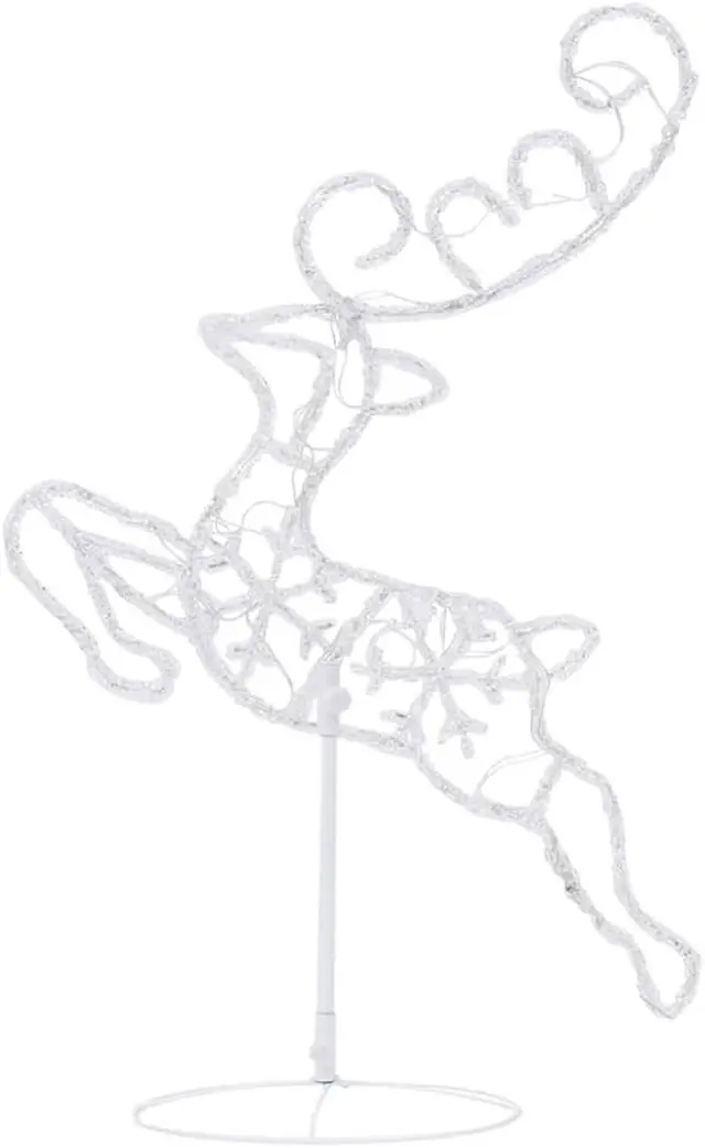 Alt view image 6 of 13 - vidaXL Christmas Reindeer and Sleigh Christmas Lighting Acrylic Cold White