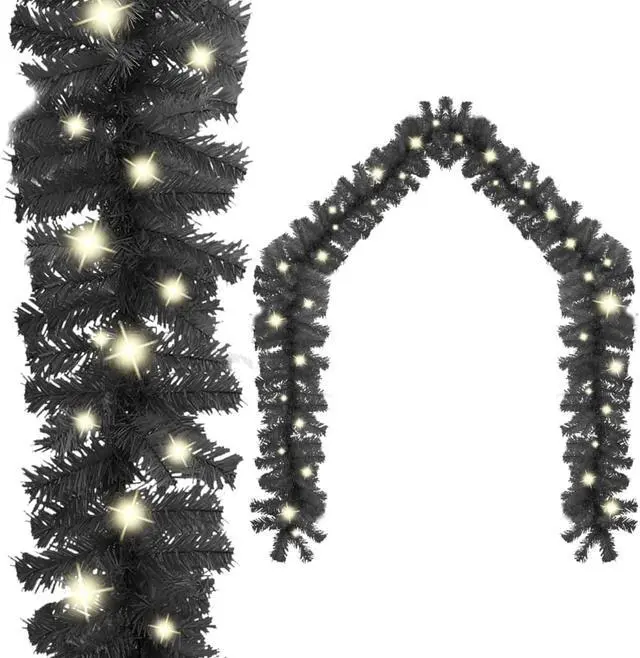 Main image of vidaXL Christmas Garland Decoration Artificial Garland with LED Lights Black