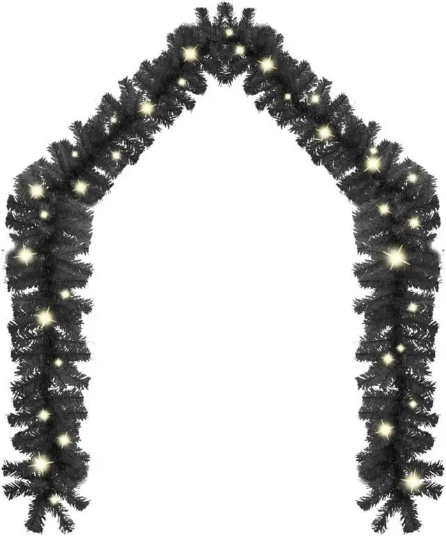 Alt view image 2 of 13 - vidaXL Christmas Garland Decoration Artificial Garland with LED Lights Black