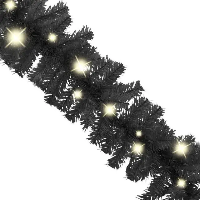 Alt view image 3 of 13 - vidaXL Christmas Garland Decoration Artificial Garland with LED Lights Black