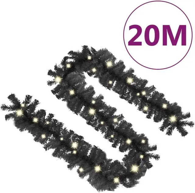 Alt view image 7 of 13 - vidaXL Christmas Garland Decoration Artificial Garland with LED Lights Black