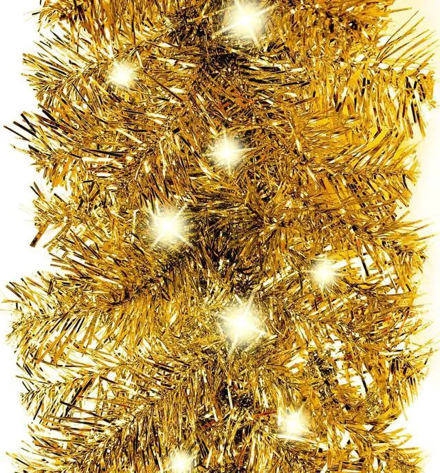 Alt view image 3 of 13 - vidaXL Christmas Garland Decoration Artificial Garland with LED Lights Gold