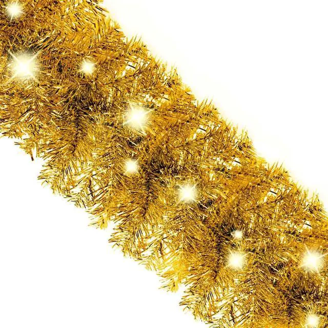Alt view image 5 of 13 - vidaXL Christmas Garland Decoration Artificial Garland with LED Lights Gold