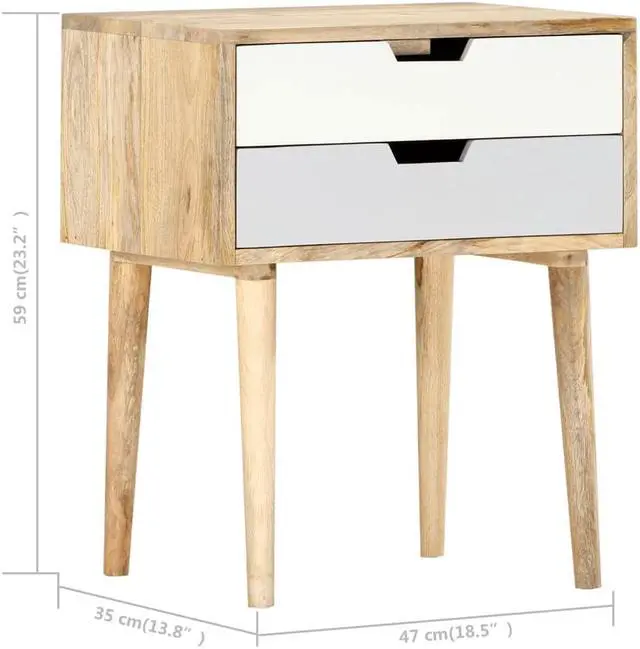 Alt view image 3 of 14 - vidaXL Cabinet Accent Side End Table with Storage Drawers Solid Wood Mango
