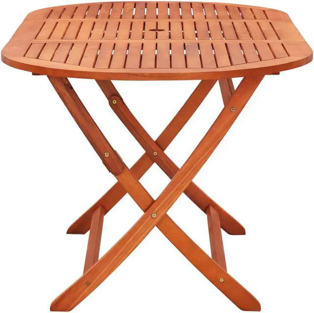 Alt view image 11 of 13 - vidaXL Outdoor Dining Table Folding Garden Patio Table Solid Eucalyptus Wood