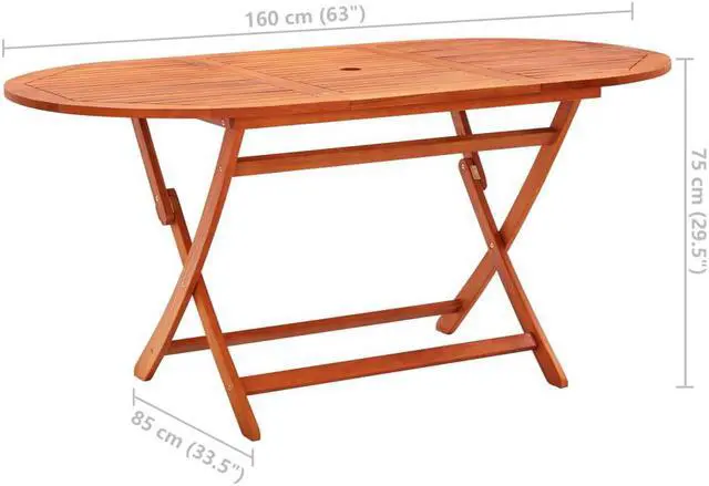Alt view image 13 of 13 - vidaXL Outdoor Dining Table Folding Garden Patio Table Solid Eucalyptus Wood