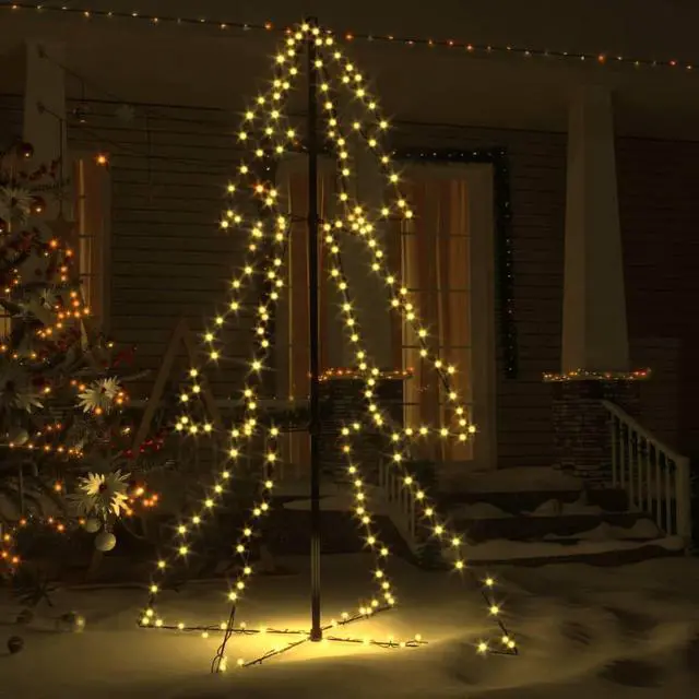 Alt view image 3 of 13 - vidaXL Christmas Cone Tree Artificial Xmas Tree with LEDs Christmas Lighting