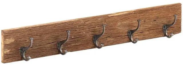 Main image of vidaXL Hall Hanger with 5 Hooks 39.4"x1"x5.9" Solid Reclaimed Wood
