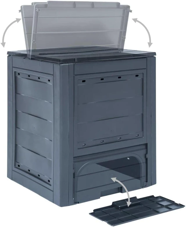 Alt view image 8 of 12 - vidaXL Garden Composters 2 pcs Gray 23.6"x23.6"x28.7" 137.4 gal
