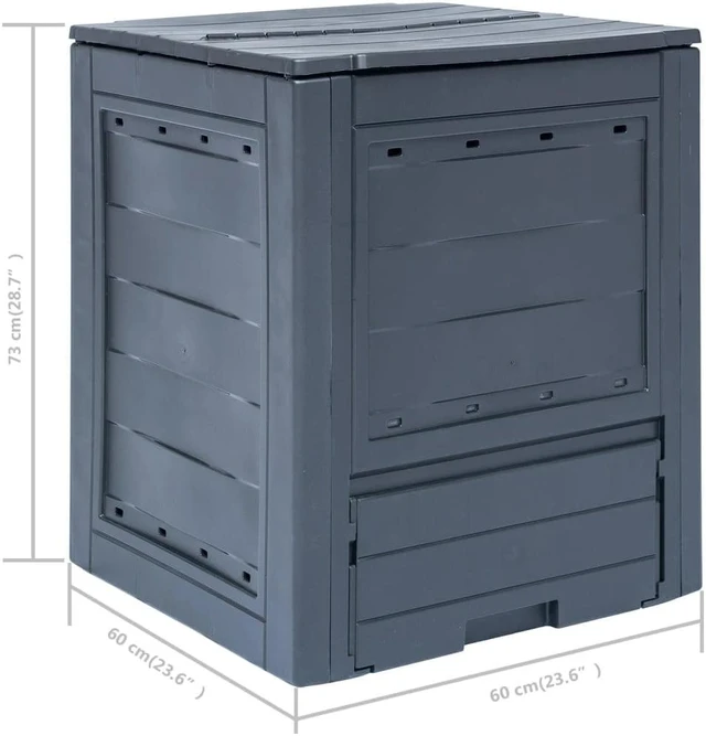 Alt view image 12 of 12 - vidaXL Garden Composters 2 pcs Gray 23.6"x23.6"x28.7" 137.4 gal
