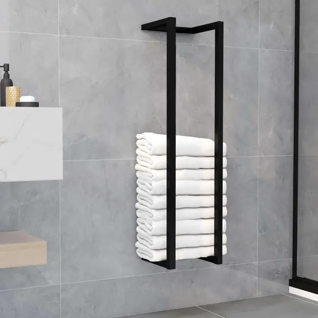 Main image of vidaXL Towel Rack Wall Mounted Bath Towel Storage for Bathroom Black Iron