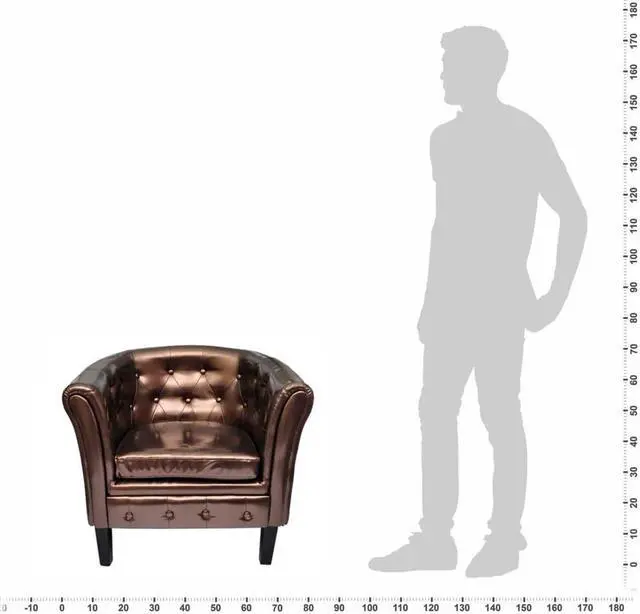Alt view image 6 of 7 - vidaXL Tub Chair Brown Faux Leather Armchair Recliner Sleeper Relaxing Chair