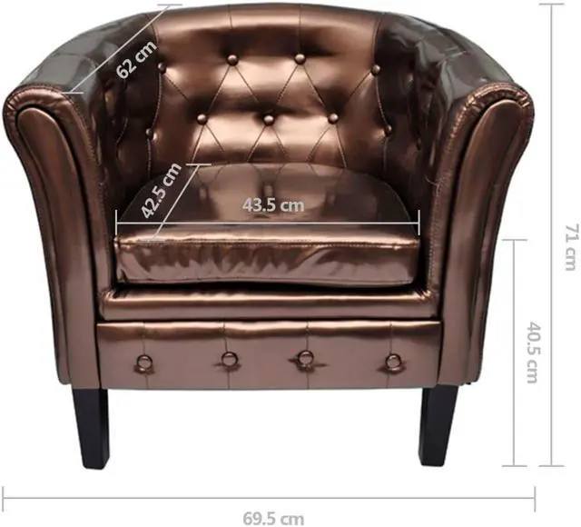 Alt view image 7 of 7 - vidaXL Tub Chair Brown Faux Leather Armchair Recliner Sleeper Relaxing Chair