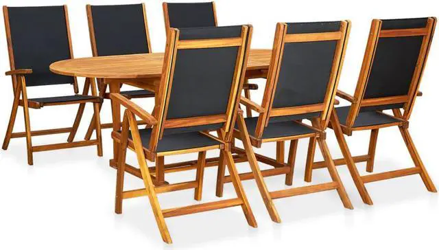 Main image of vidaXL Patio Dining Set 7 Piece Dining Table for Balcony Solid Wood Acacia